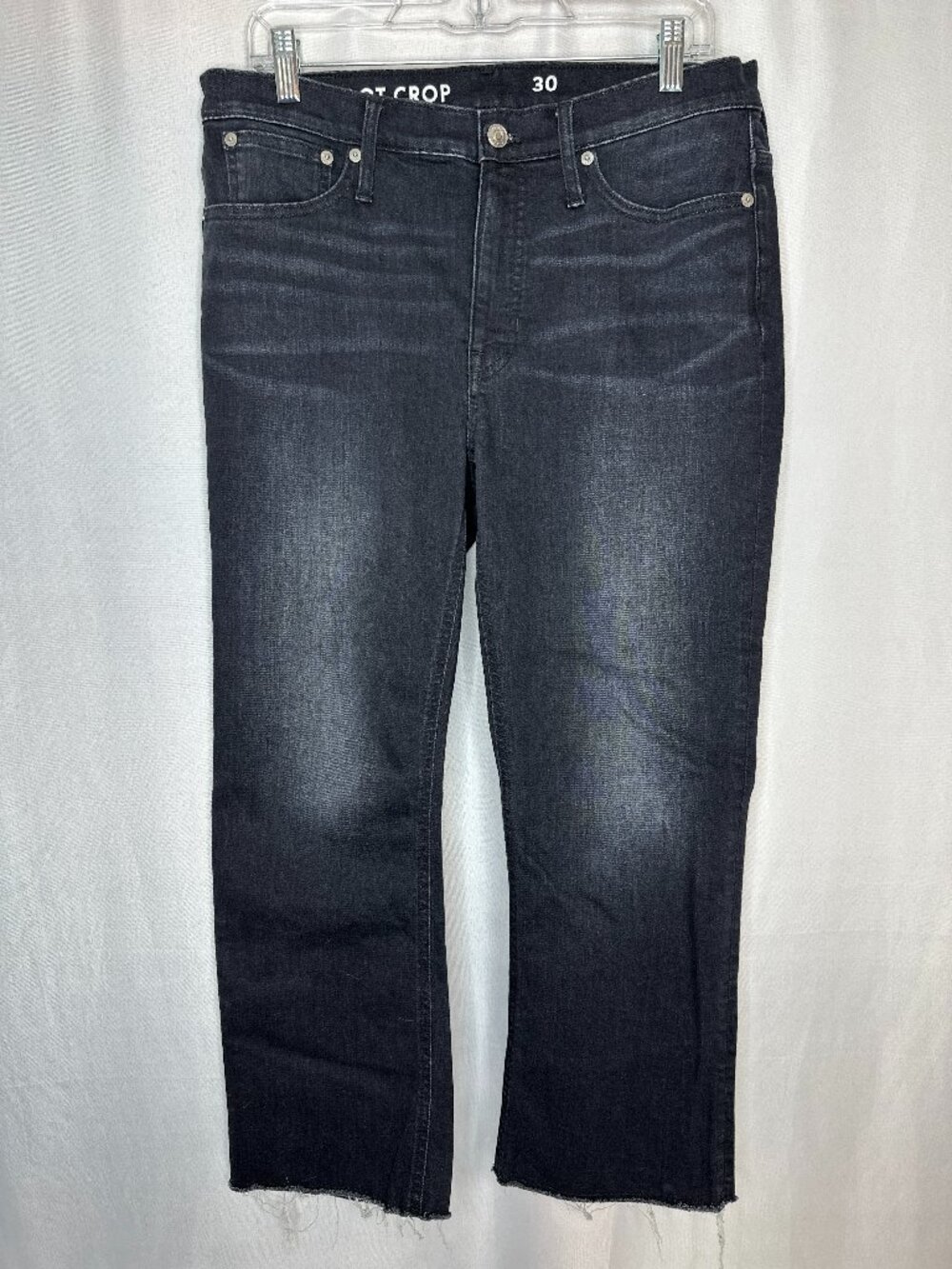 J Crew Women Demi Bootcut Crop Black Jeans, Size 30*‎ Minimalist Preppy Raw Hem